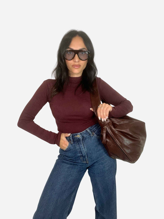 EVELYN SOFT HOBO BAG - MAHOGANY BROWN