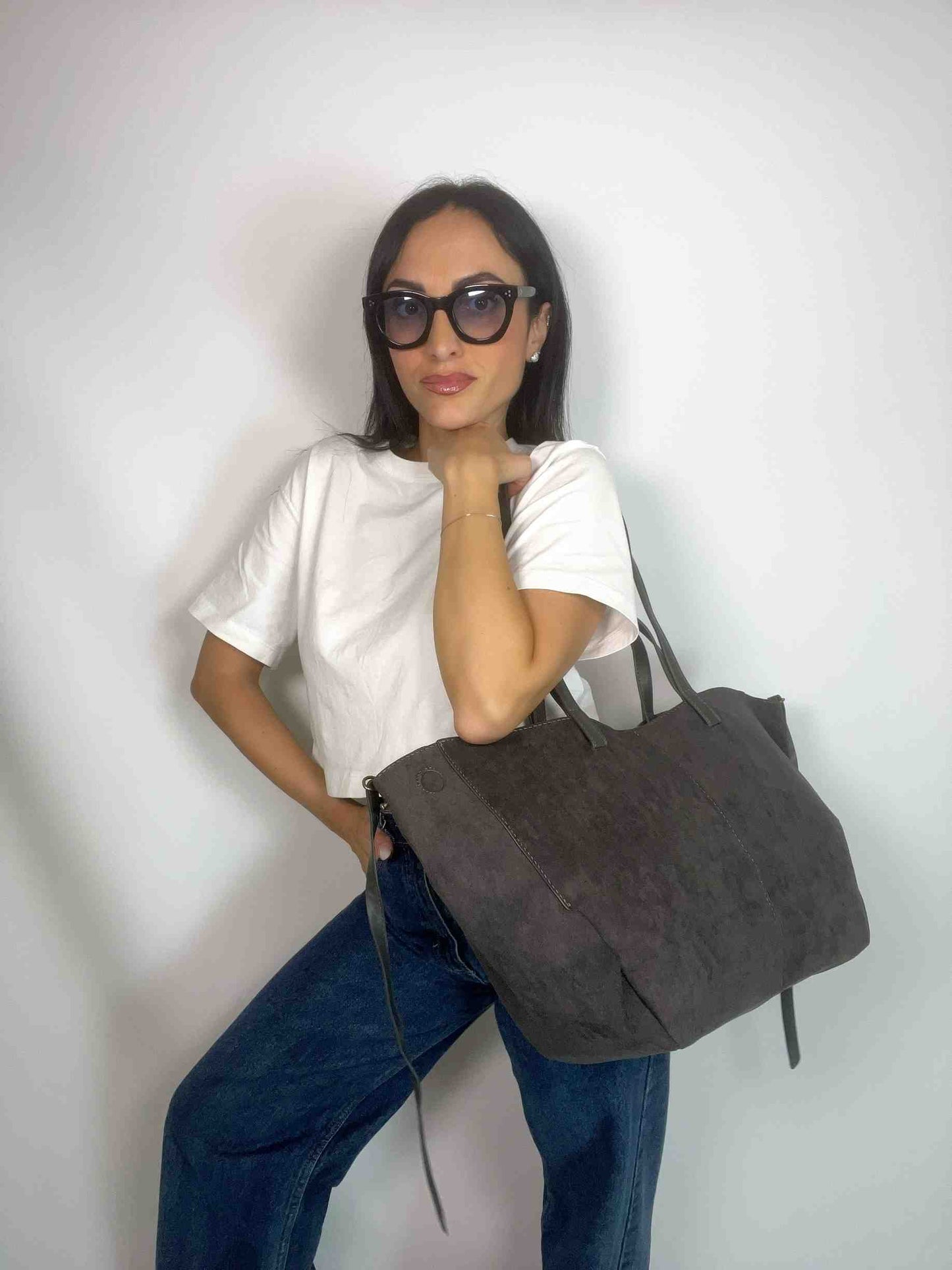 MIA- SUEDE BAG GRAPHITE GREY