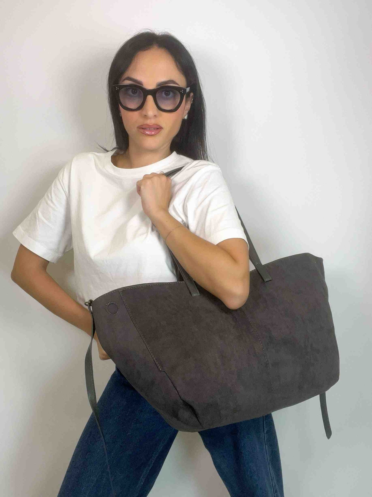 MIA- SUEDE BAG GRAPHITE GREY