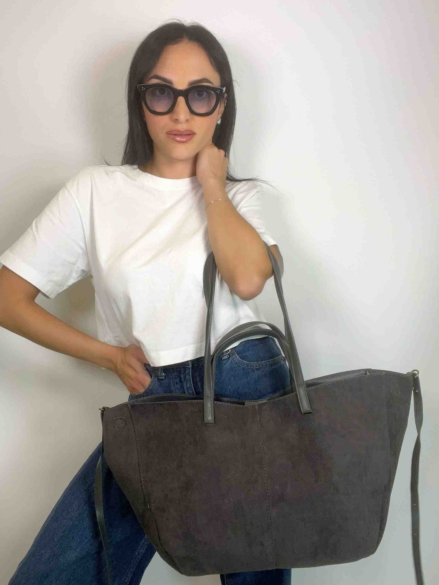 MIA- SUEDE BAG GRAPHITE GREY