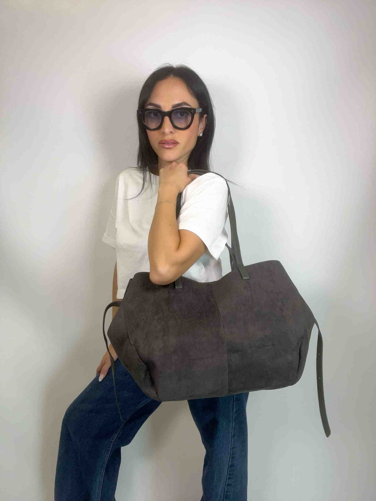 MIA- SUEDE BAG GRAPHITE GREY