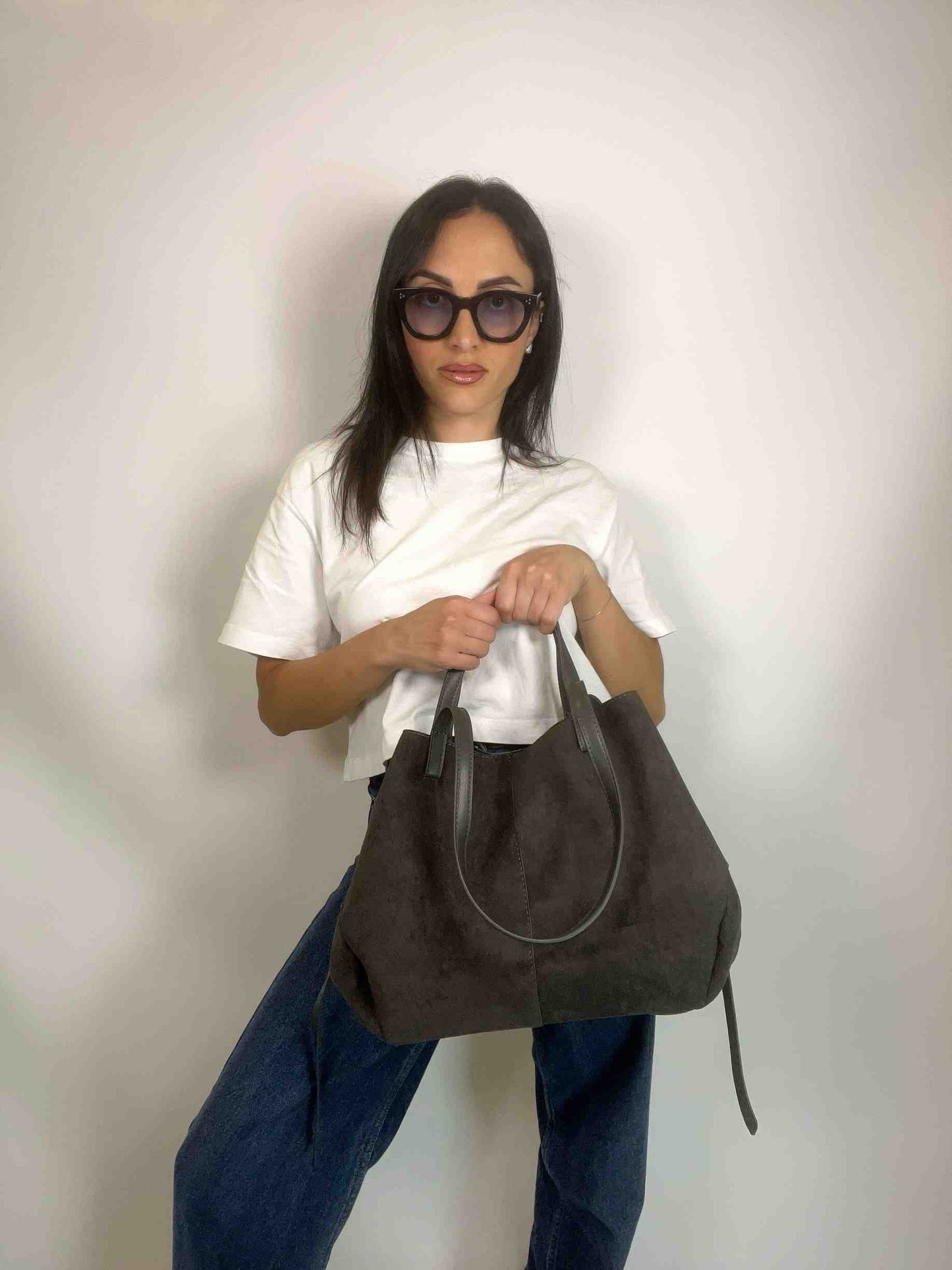 MIA- SUEDE BAG GRAPHITE GREY