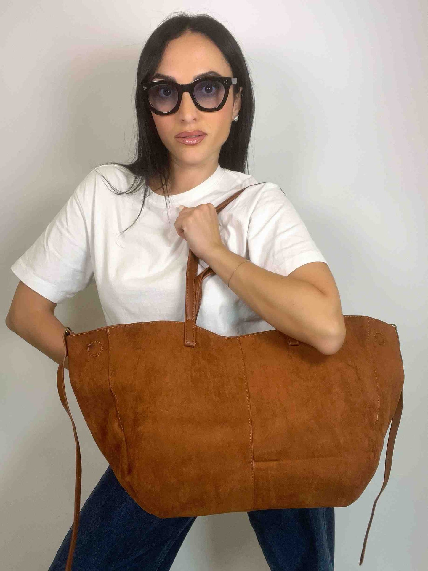 MIA- SUEDE BAG CARAMEL BROWN