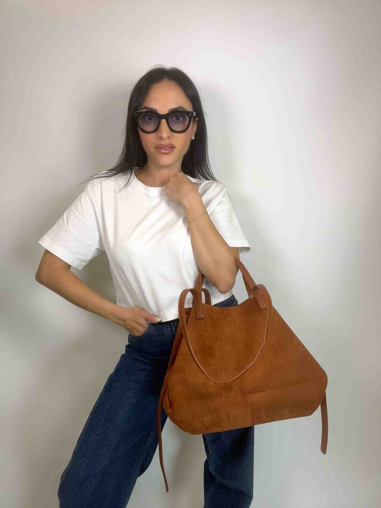 MIA- SUEDE BAG CARAMEL BROWN