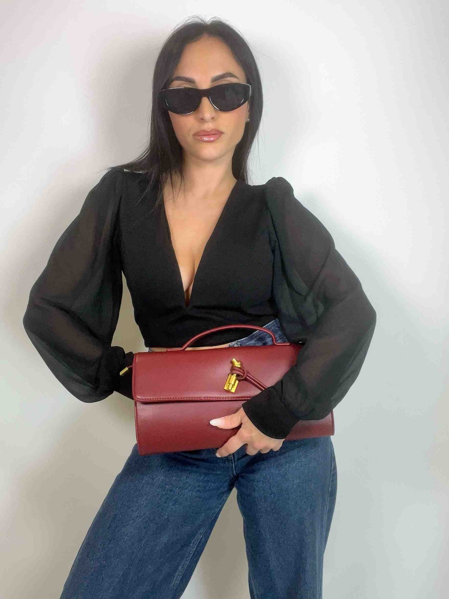 CHLOE CLUTCH BAG - WINE RED