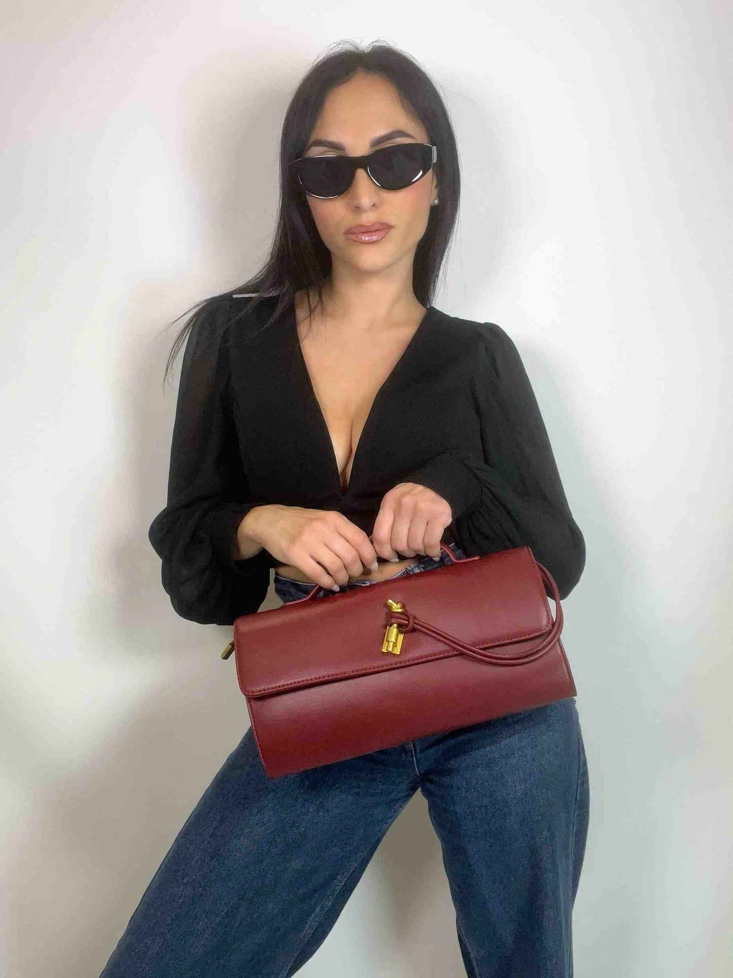 CHLOE CLUTCH BAG - WINE RED