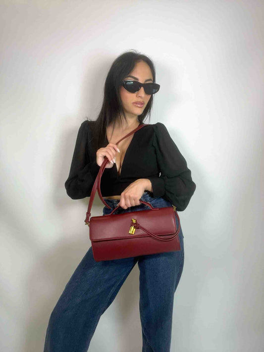 CHLOE CLUTCH BAG - WINE RED