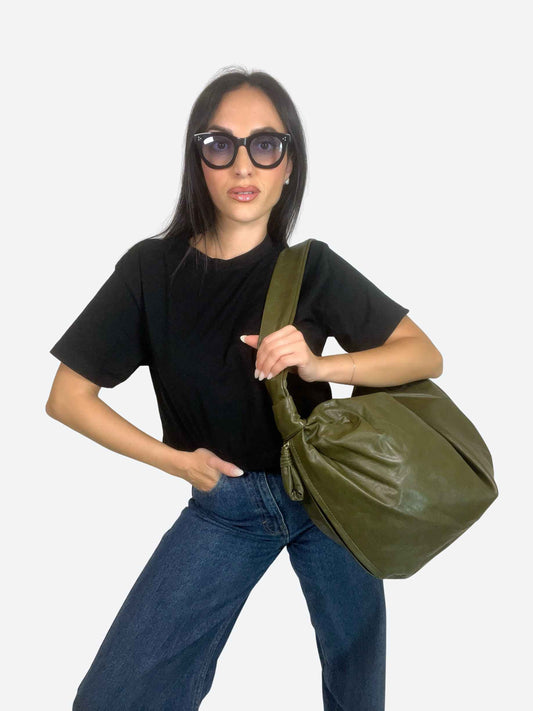 EVELYN SOFT HOBO BAG - GREEN ARMY