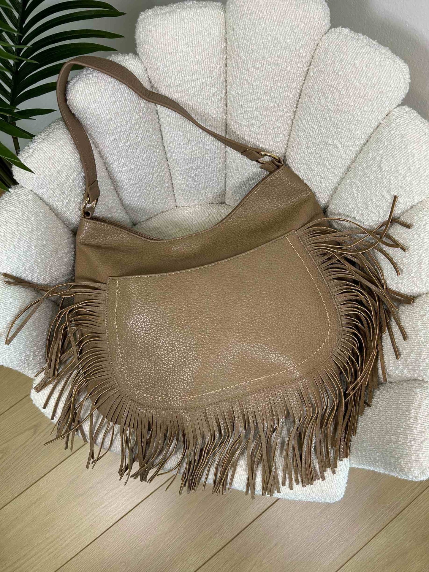 DAKOTA - SHOULDER FRINGE BAG BEIGE TAUPE