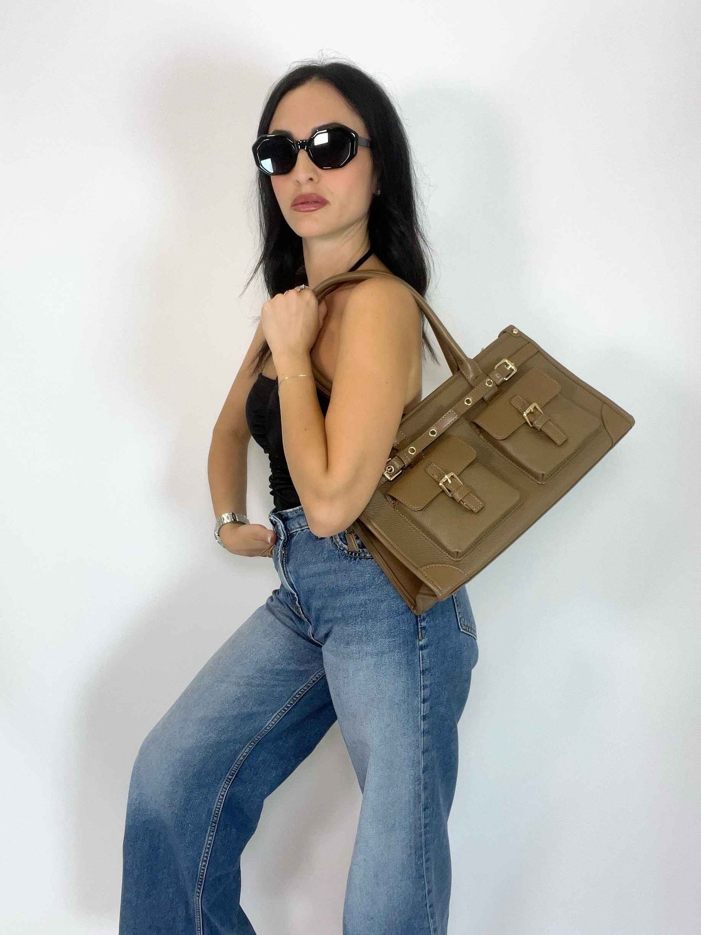 IVY - STRUCTURED BAG OLIVE TAUPE