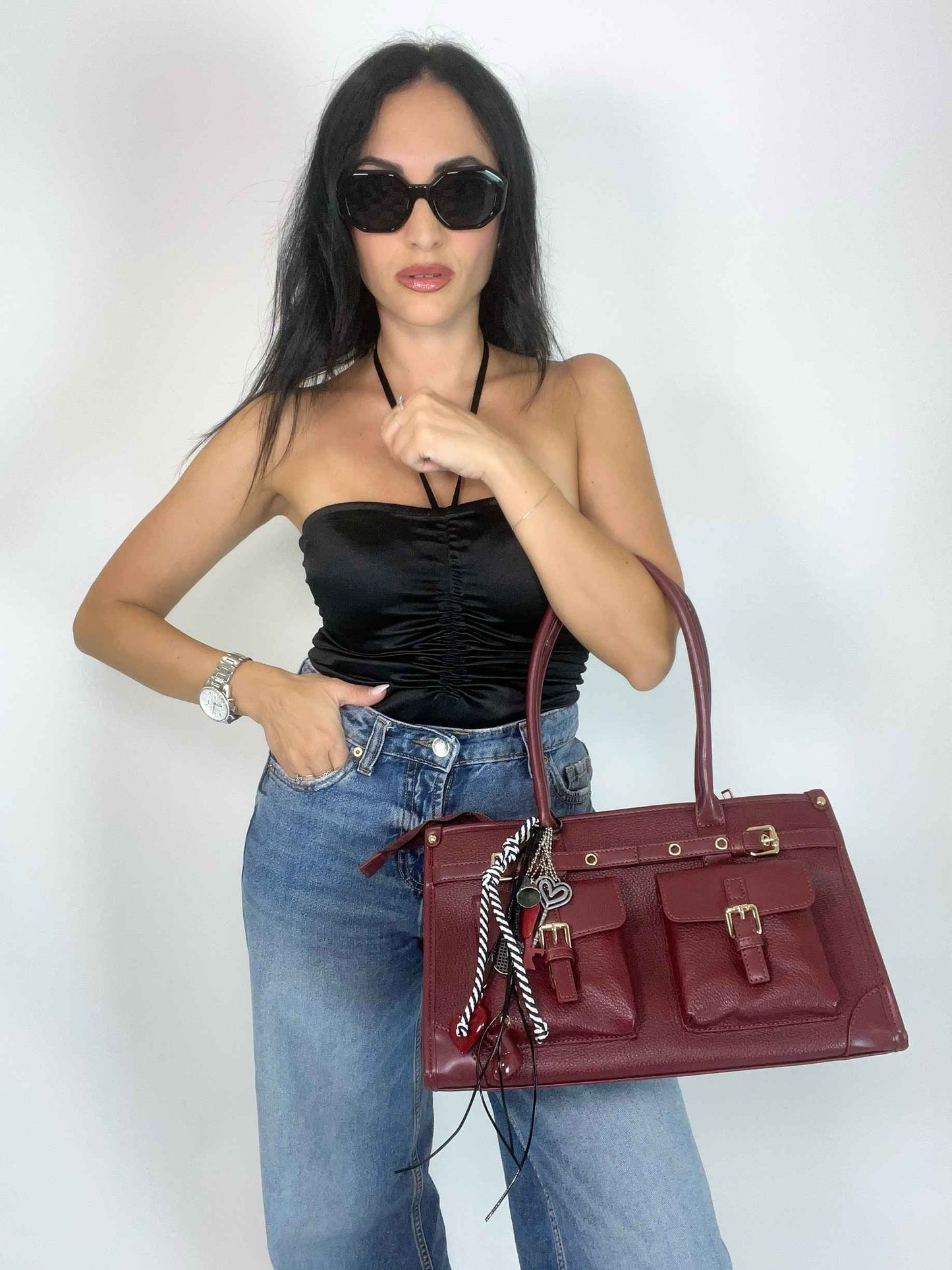 IVY - STRUCTURED BAG WINE RED