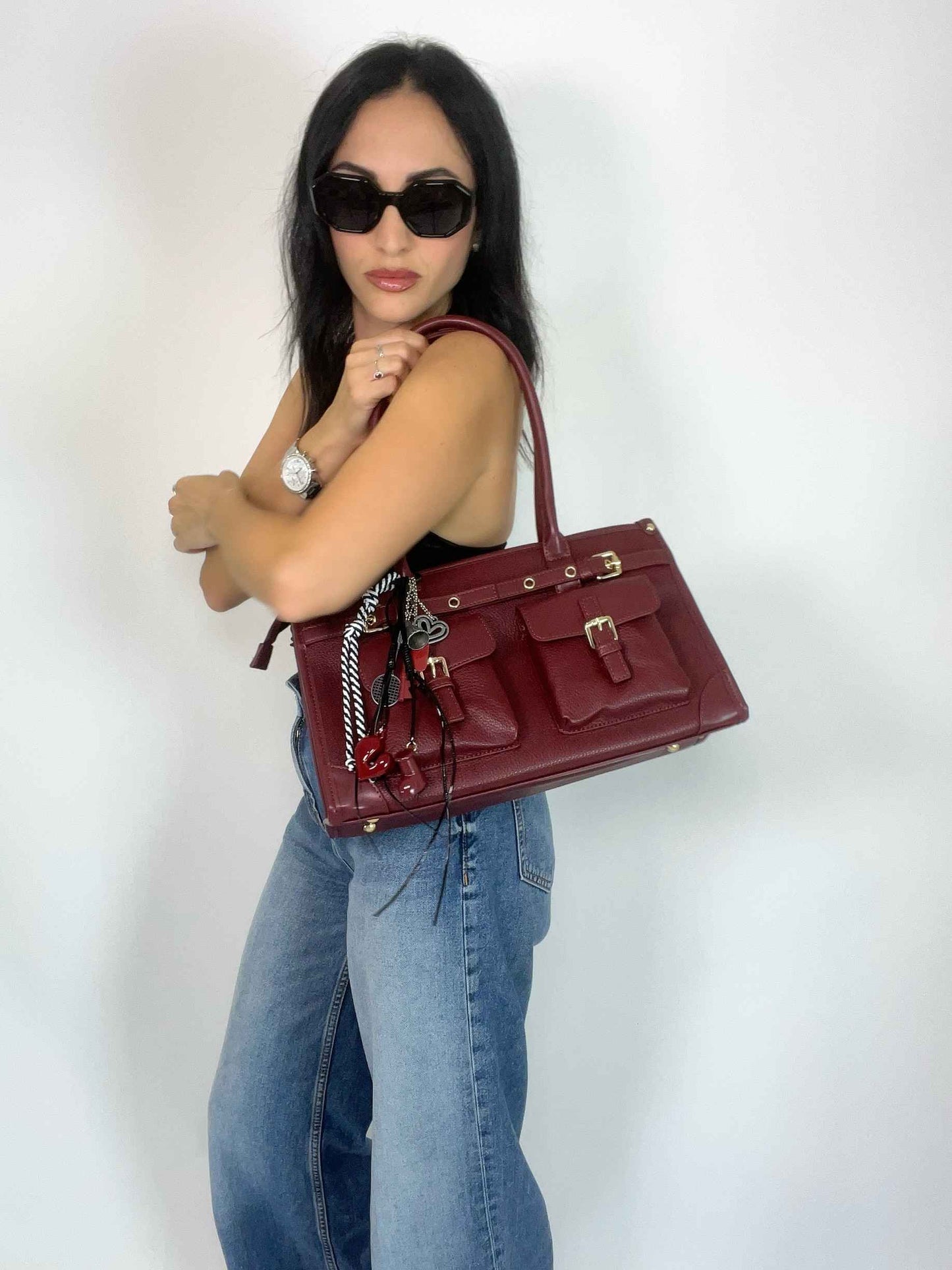 IVY - STRUCTURED BAG WINE RED
