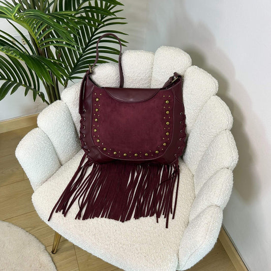 SIERRA - FRINGE BAG WINE RED