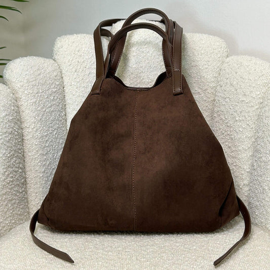 MIA- SUEDE BAG DARK CHOCOLATE
