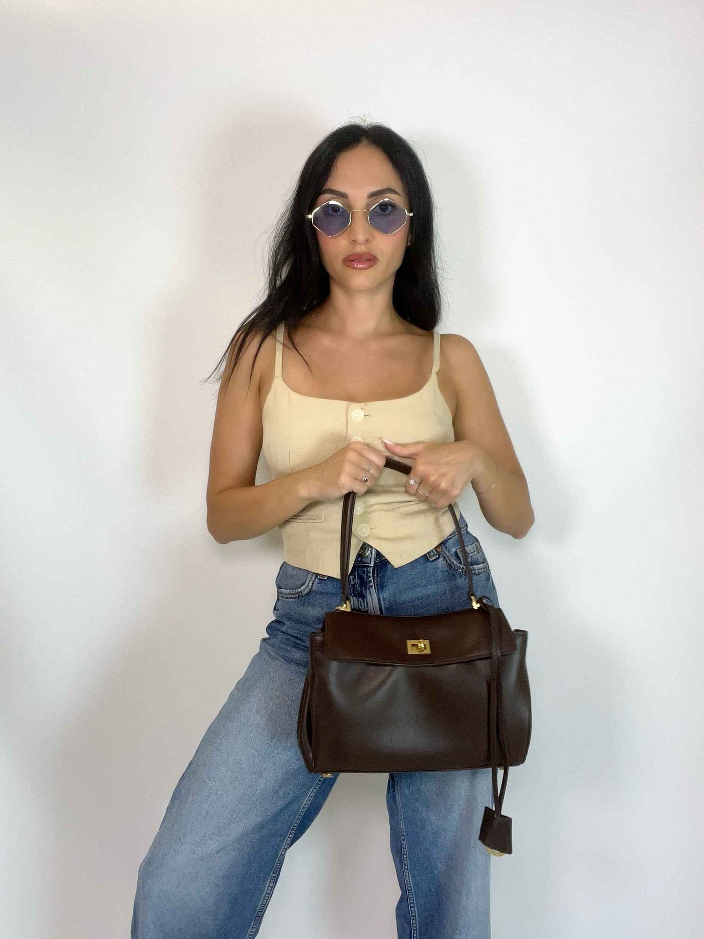 DALLAS MEDIUM - TOP HANDLE BAG DARK CHOCOLATE