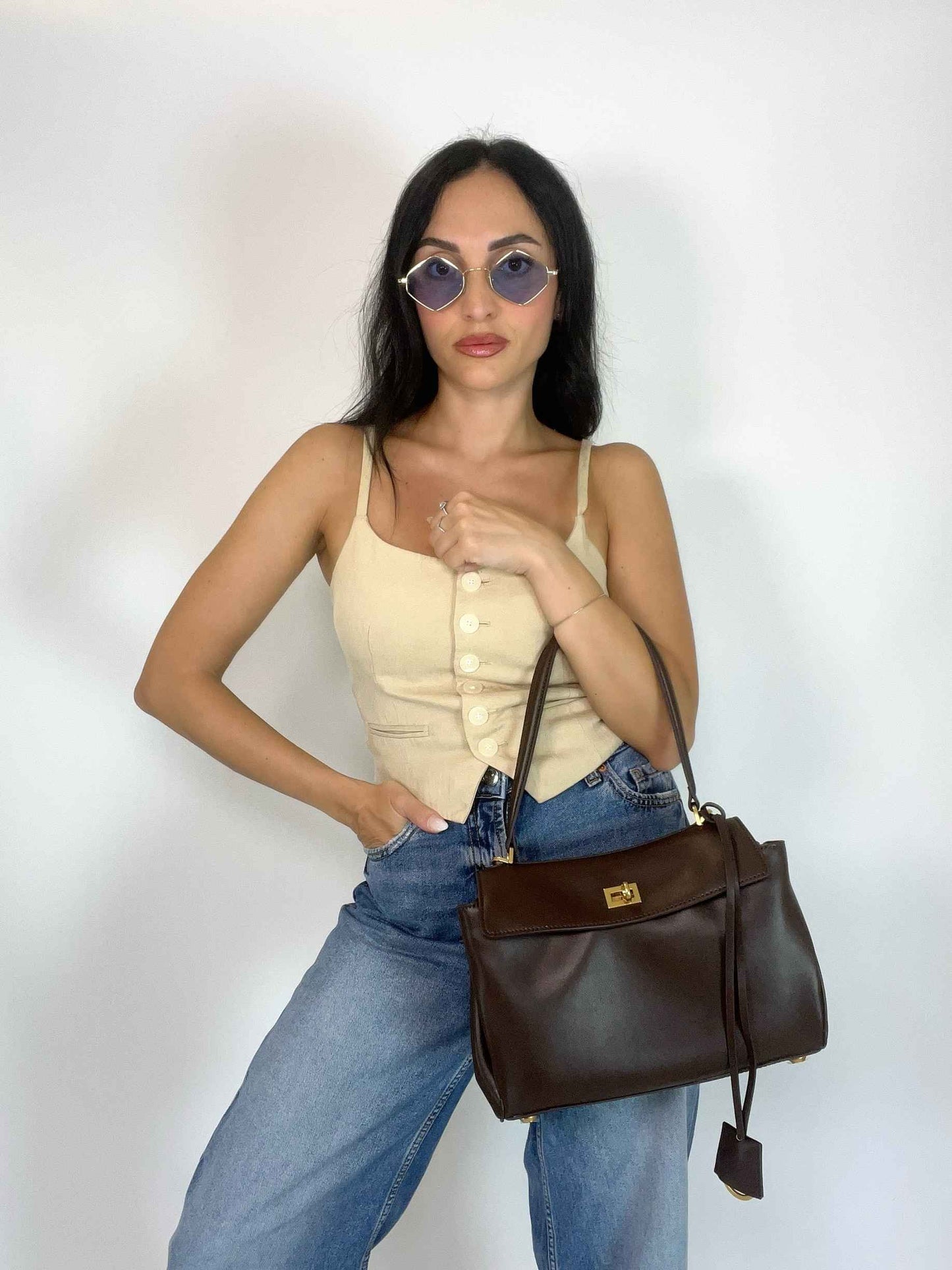 DALLAS MEDIUM - TOP HANDLE BAG DARK CHOCOLATE