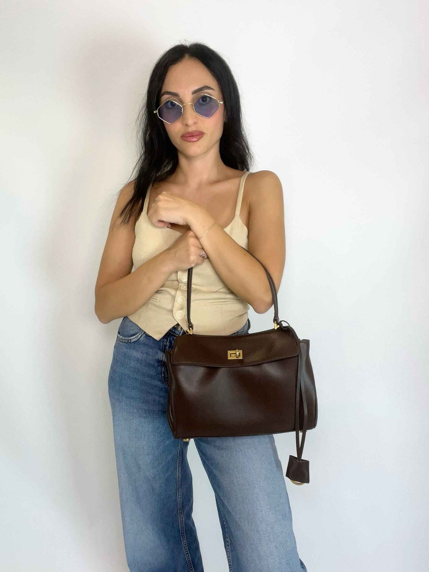 DALLAS MEDIUM - TOP HANDLE BAG DARK CHOCOLATE