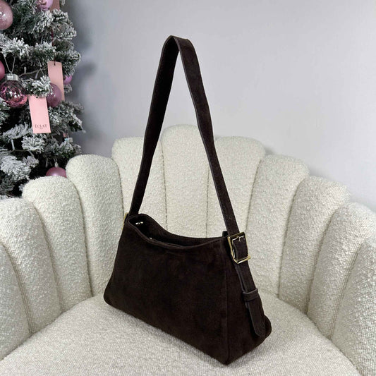 BEATRIX - VELVET SHOULDER BAG COFFEE BEAN