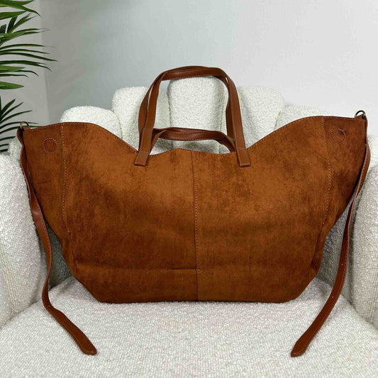 MIA- SUEDE BAG CARAMEL BROWN