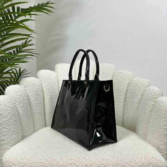 CASSANDRE SHINY TOTE BAG - GLOSSY BLACK