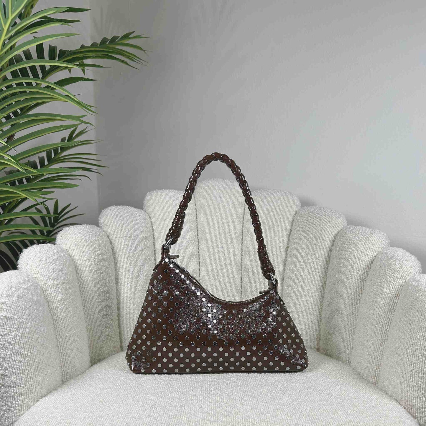 GRACE GLOSSY MINI BAG - CHOCOLATE