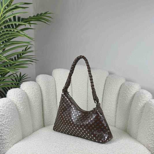 GRACE GLOSSY MINI BAG - CHOCOLATE