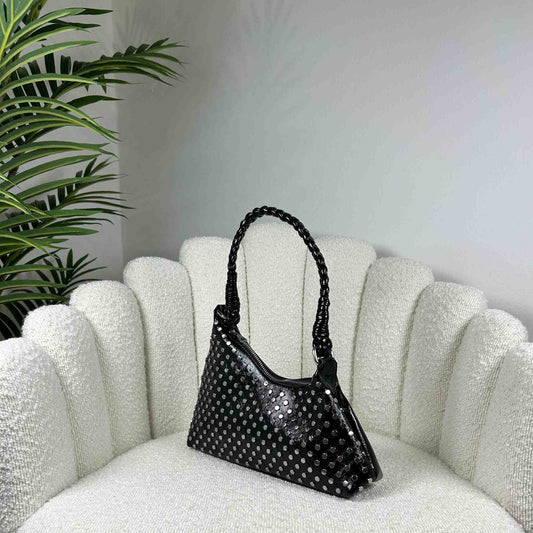 GRACE GLOSSY MINI BAG - BLACK