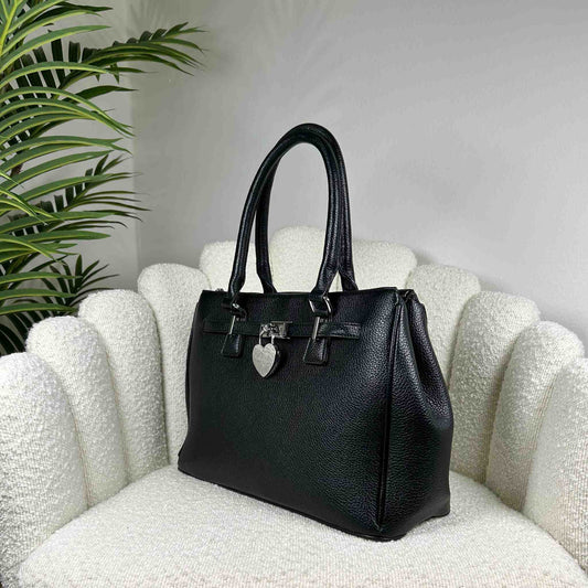 ISABEL STRUCTURED HEART BAG - BLACK