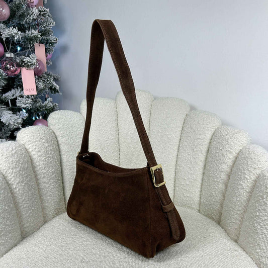 BEATRIX - VELVET SHOULDER BAG COFFEE BROWN