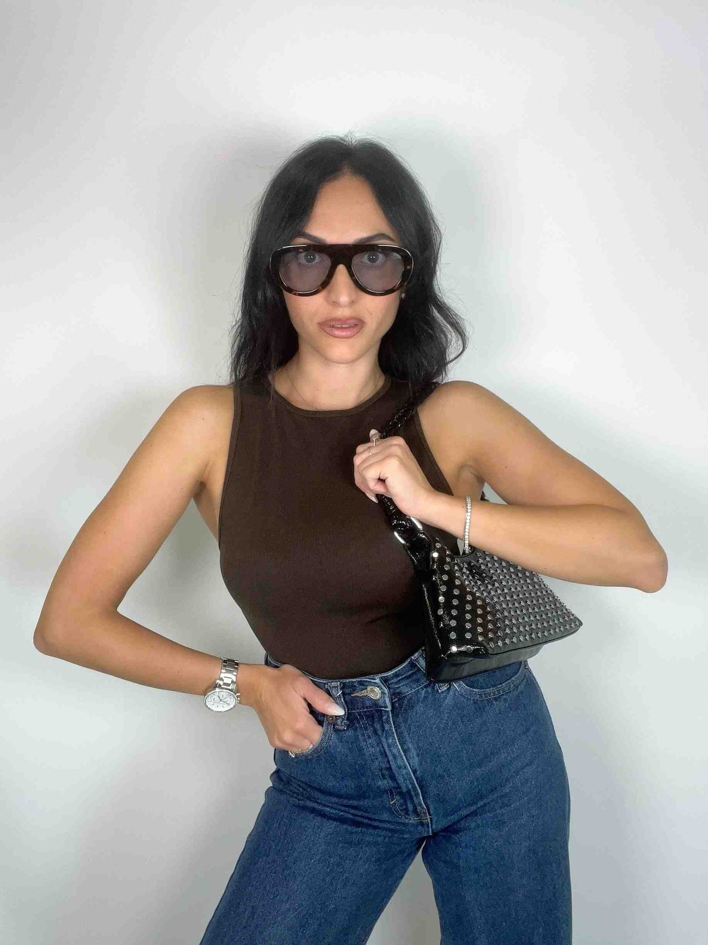 GRACE GLOSSY MINI BAG - BLACK