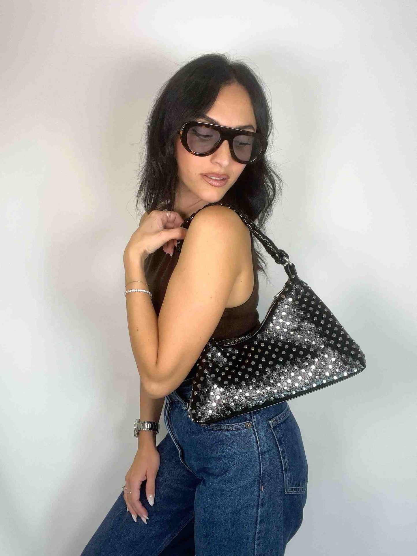GRACE GLOSSY MINI BAG - BLACK