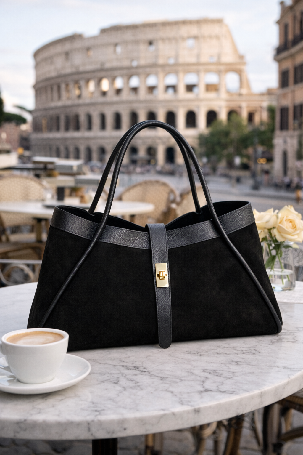 MUSA - THE SUEDE HANDLE BAG - BLACK