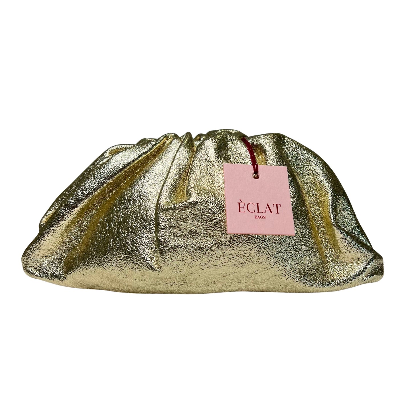 Mini pouch in pelle oro stile Bottega Veneta, clutch elegante ÉCLAT Bags fatta a mano