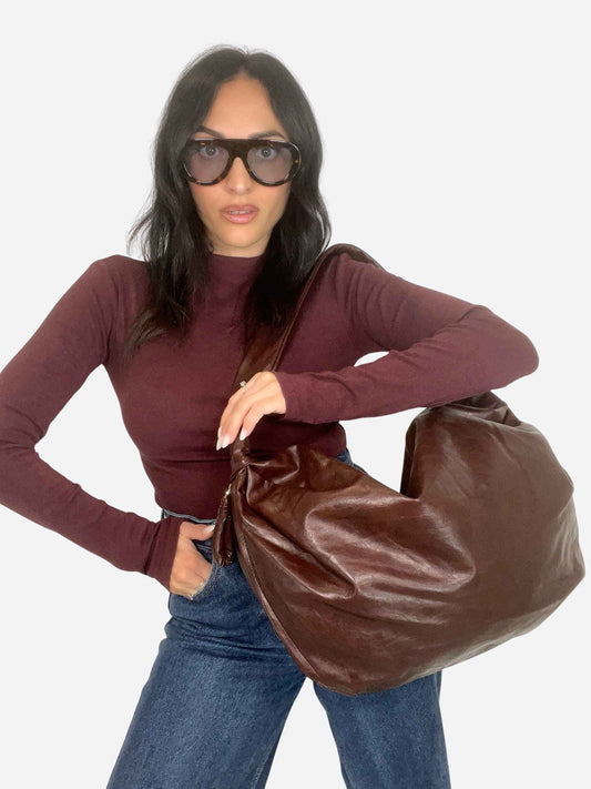 EVELYN SOFT HOBO BAG - MAHOGANY BROWN