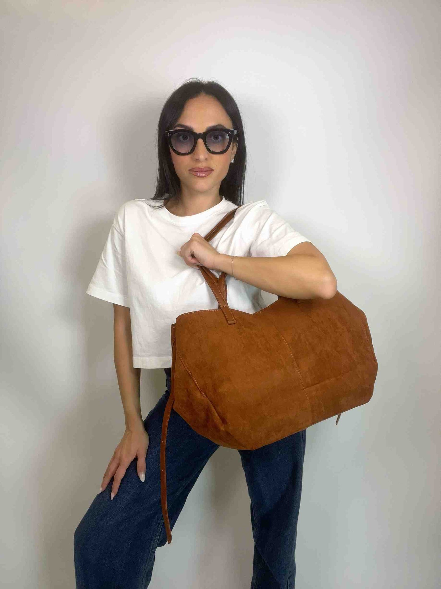 MIA- SUEDE BAG CARAMEL BROWN