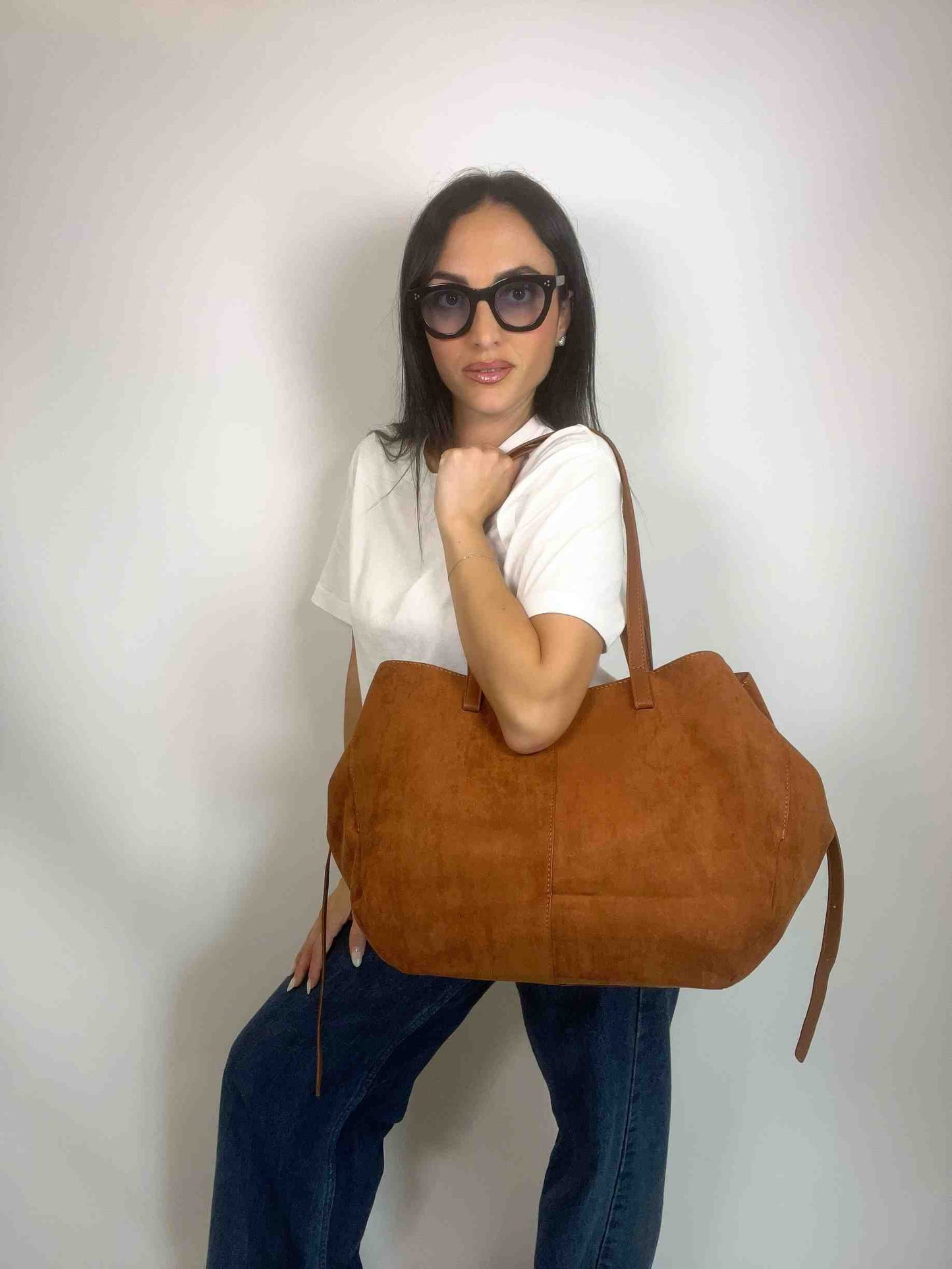 MIA- SUEDE BAG CARAMEL BROWN