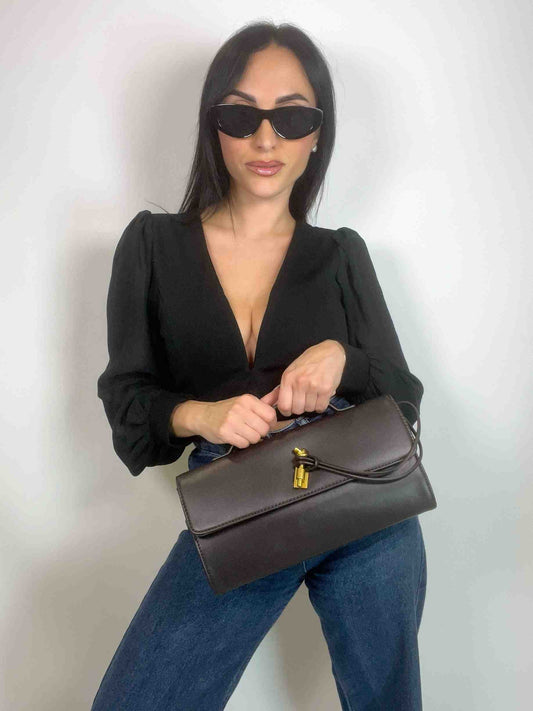 CHLOE CLUTCH BAG - DARK BROWN