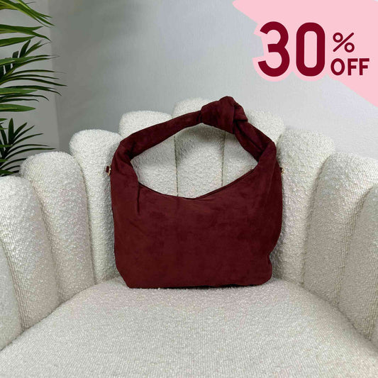 JOLIE MIDI - SUEDE KNOT BAG WINE RED