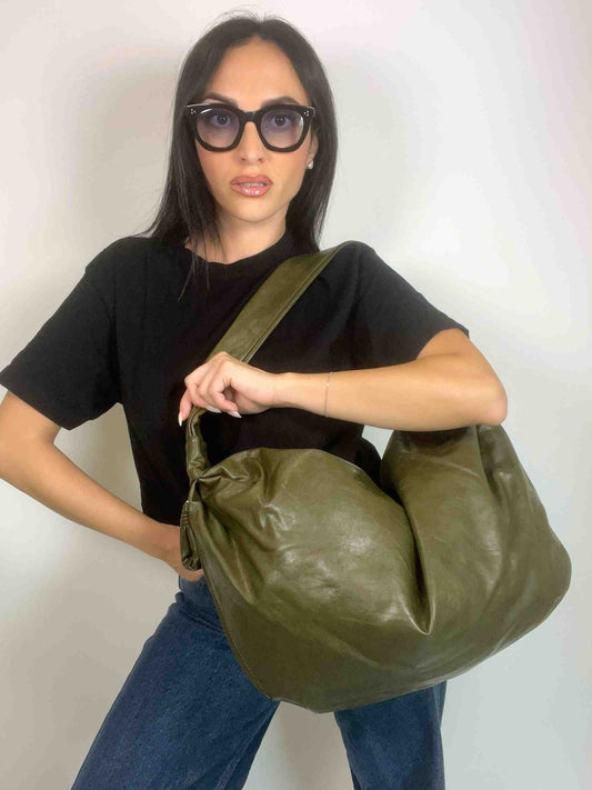 EVELYN SOFT HOBO BAG - GREEN ARMY