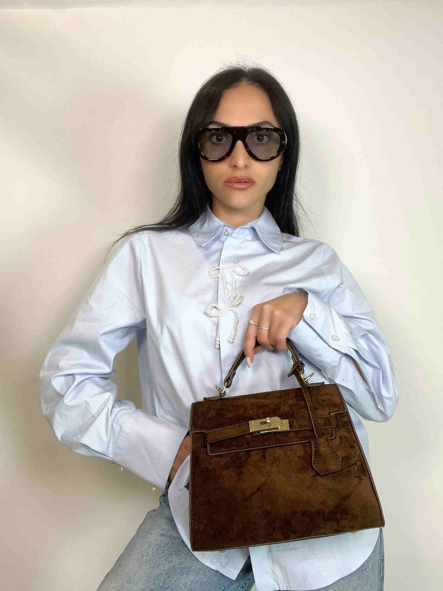 KELLY MIDI SUEDE BAG - ESPRESSO