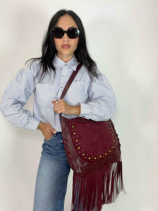 SIERRA - FRINGE BAG WINE RED