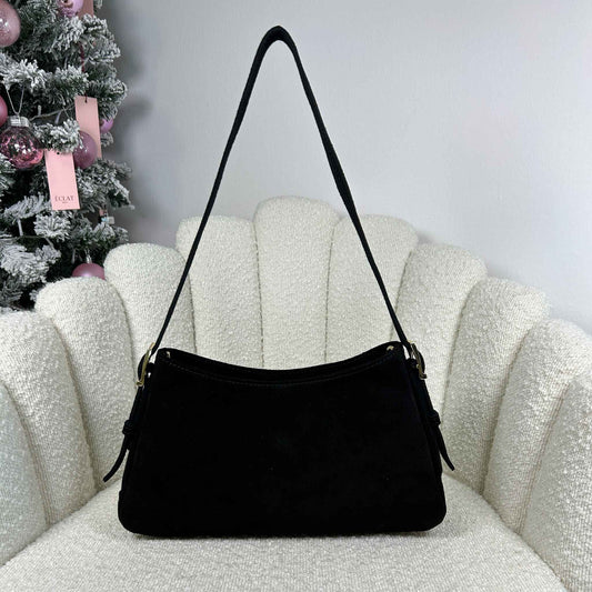 BEATRIX - VELVET SHOULDER BAG BLACK