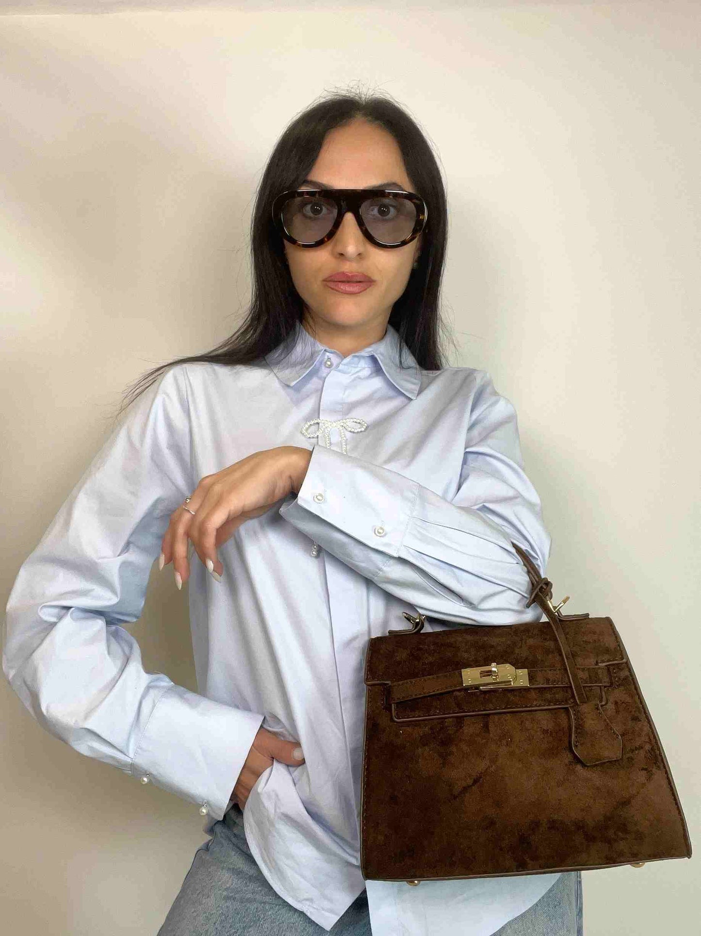 KELLY MIDI SUEDE BAG - ESPRESSO