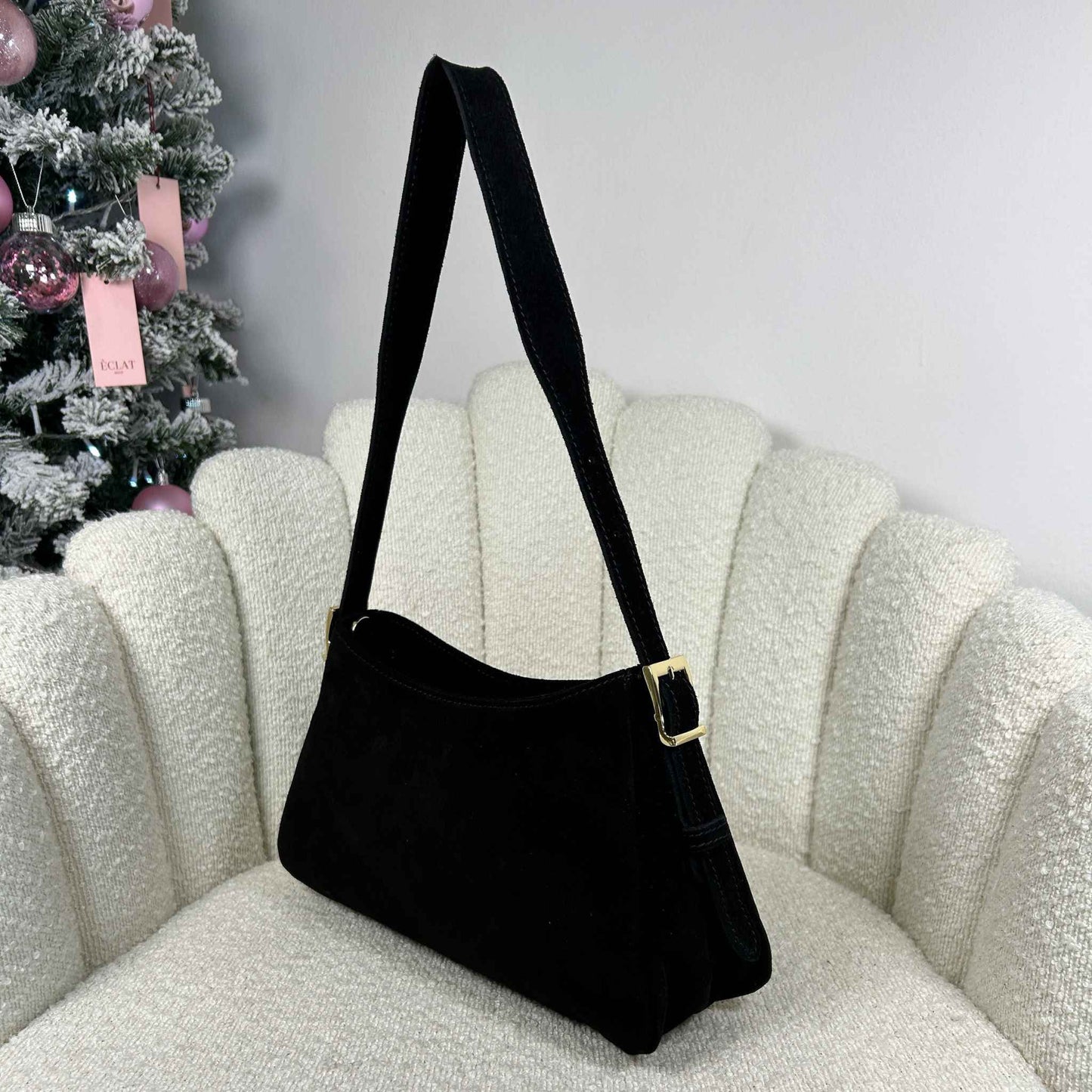 BEATRIX - VELVET SHOULDER BAG BLACK