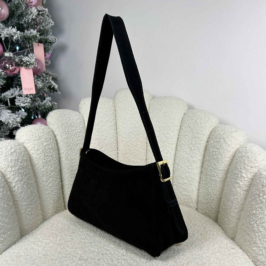 BEATRIX - VELVET SHOULDER BAG BLACK