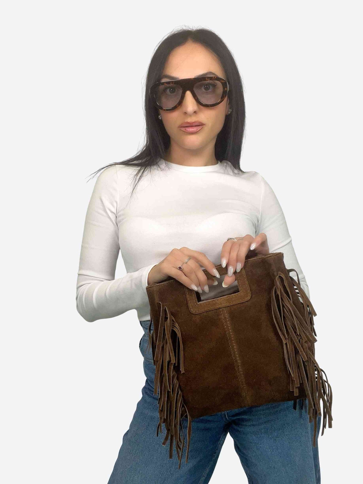 MAYA BOHO FRINGE BAG - MOKA