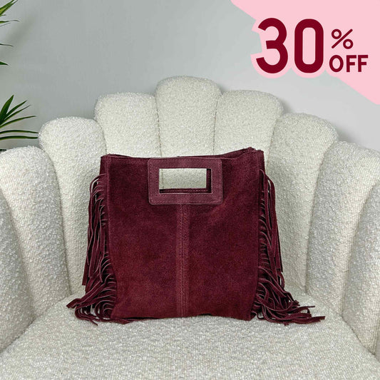 MAYA BOHO FRINGE BAG - BURGUNDY