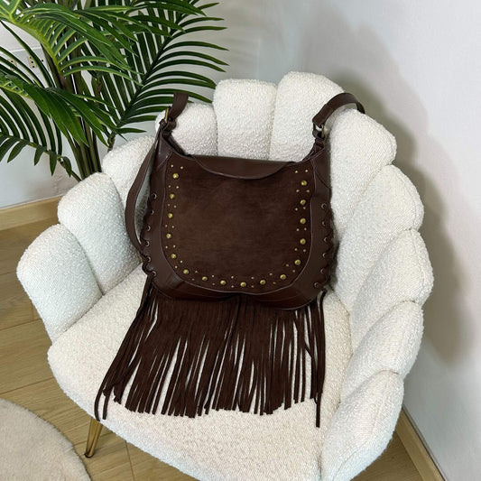 SIERRA - FRINGE BAG COFFEE BROWN