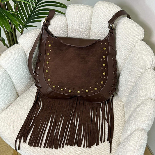 SIERRA - FRINGE BAG COFFEE BROWN