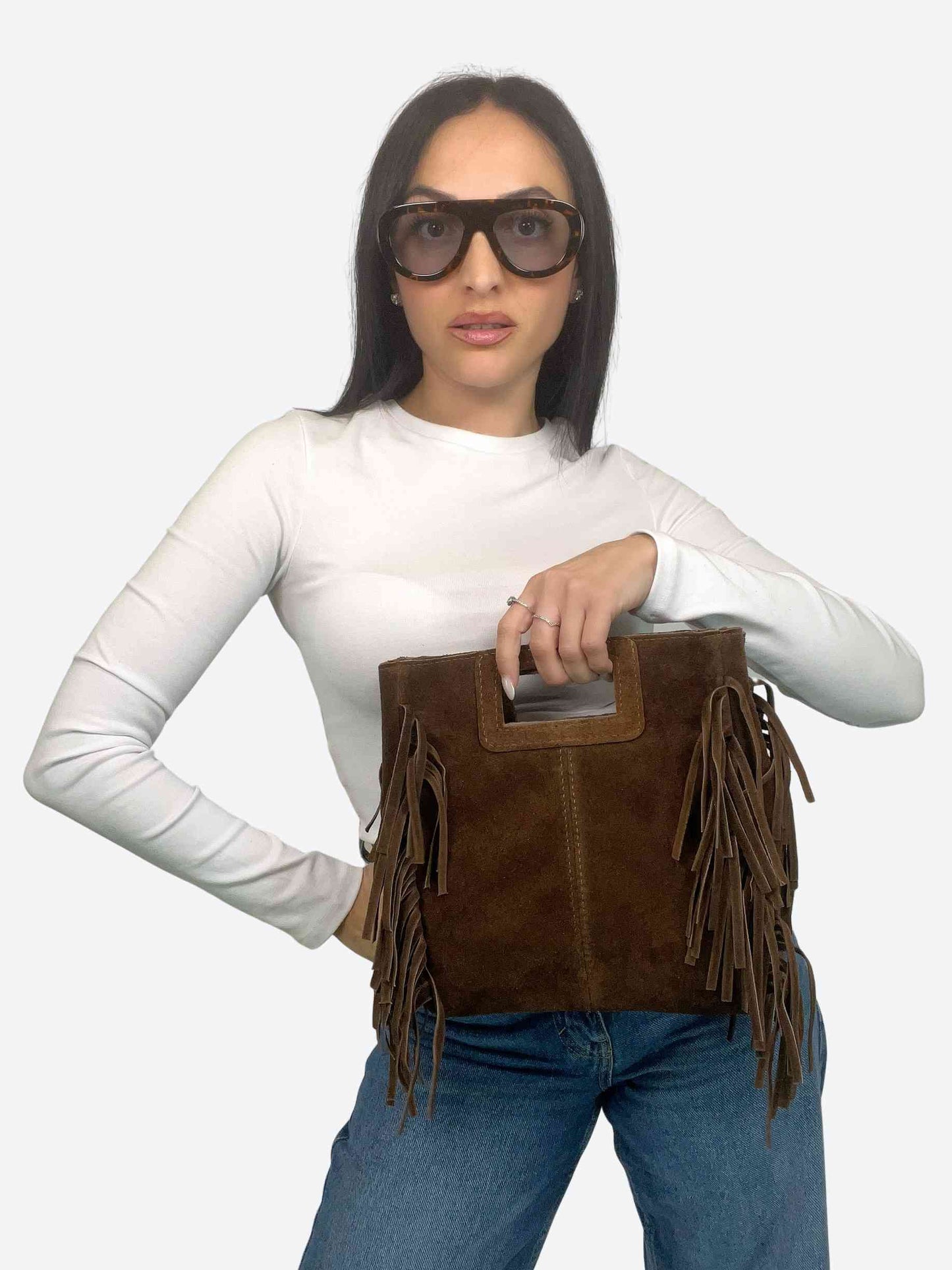 MAYA BOHO FRINGE BAG - MOKA